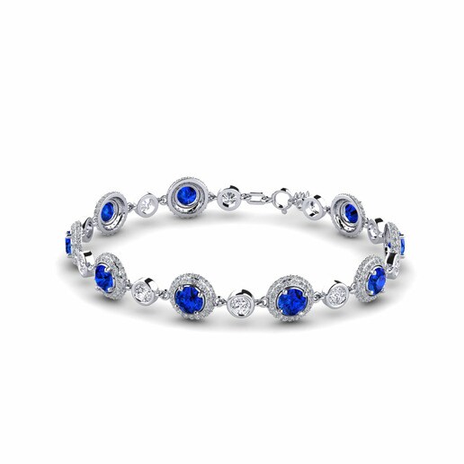 Bracelet Efnos 950 Palladium & Sapphire (Lab Created) & Diamond & Swarovski Crystal