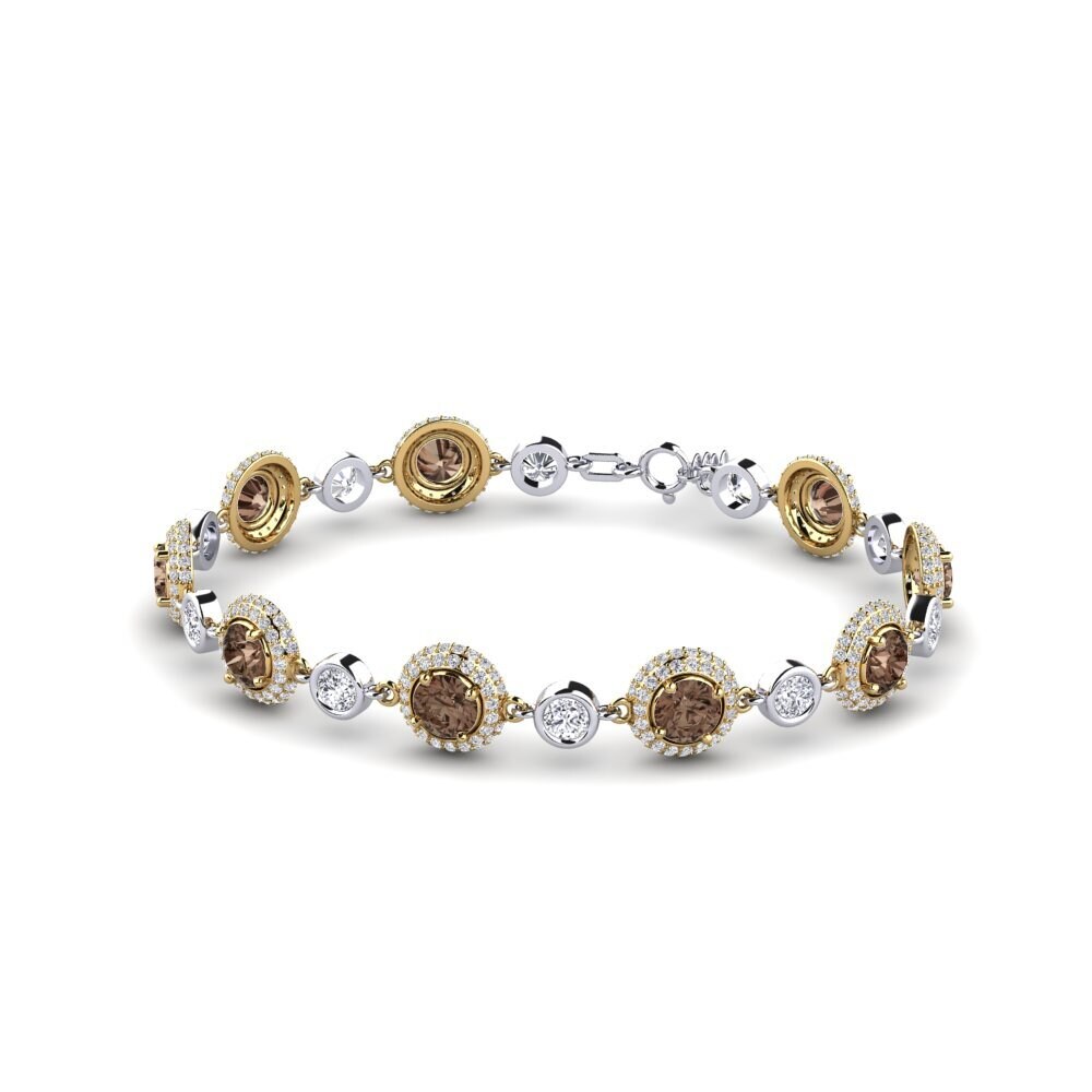 9ct Yellow & White Gold Smoky Quartz Women's Bracelet Efnos