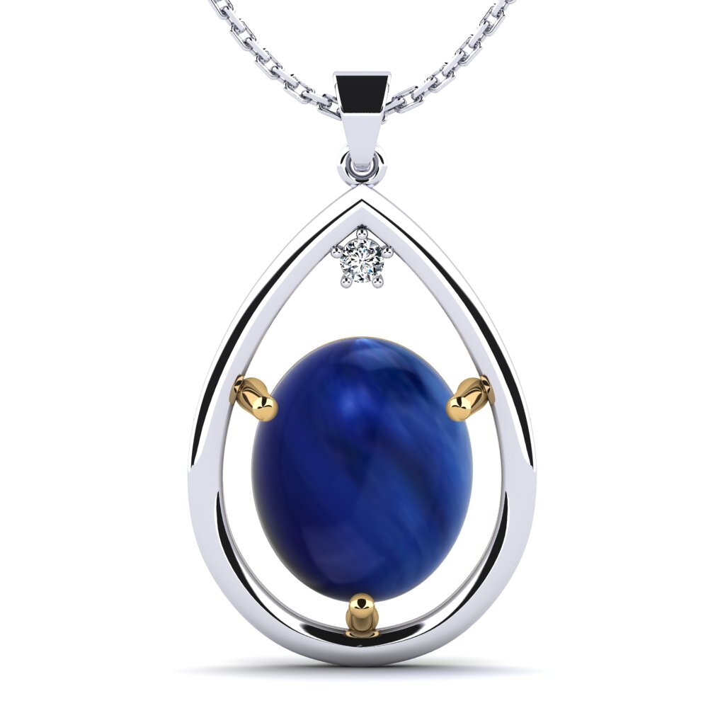 14ct White & Yellow Gold Cabochon Sapphire Women's Pendant Egeria