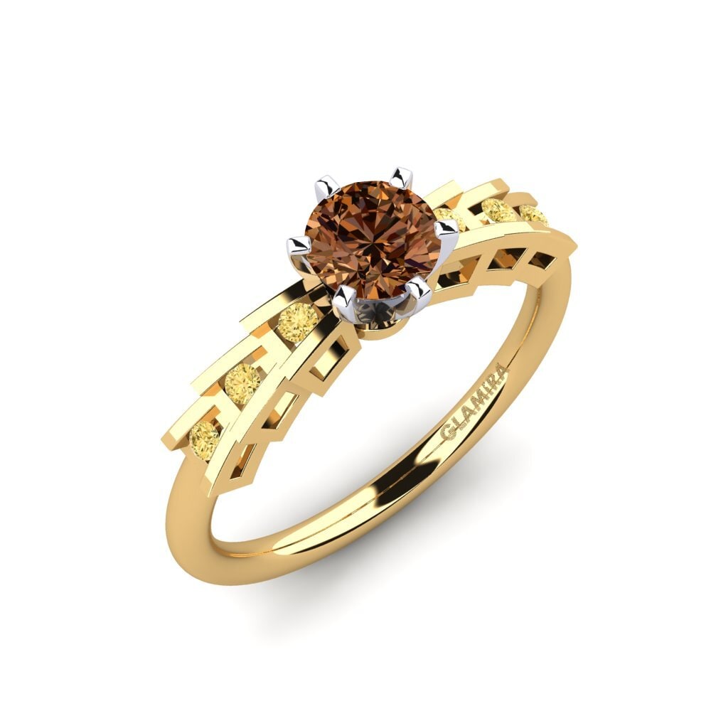 18k Oro Amarillo & Blanco Anillo de compromiso Egidiana