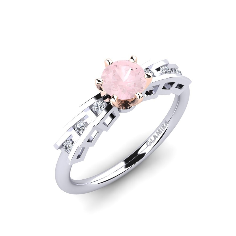 14ct White & Rose Gold Rose Quartz Engagement Ring Egidiana