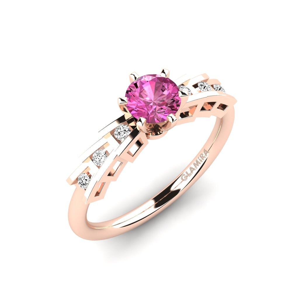 14k Oro Rosa Topacio Rosa Anillo de compromiso Egidiana