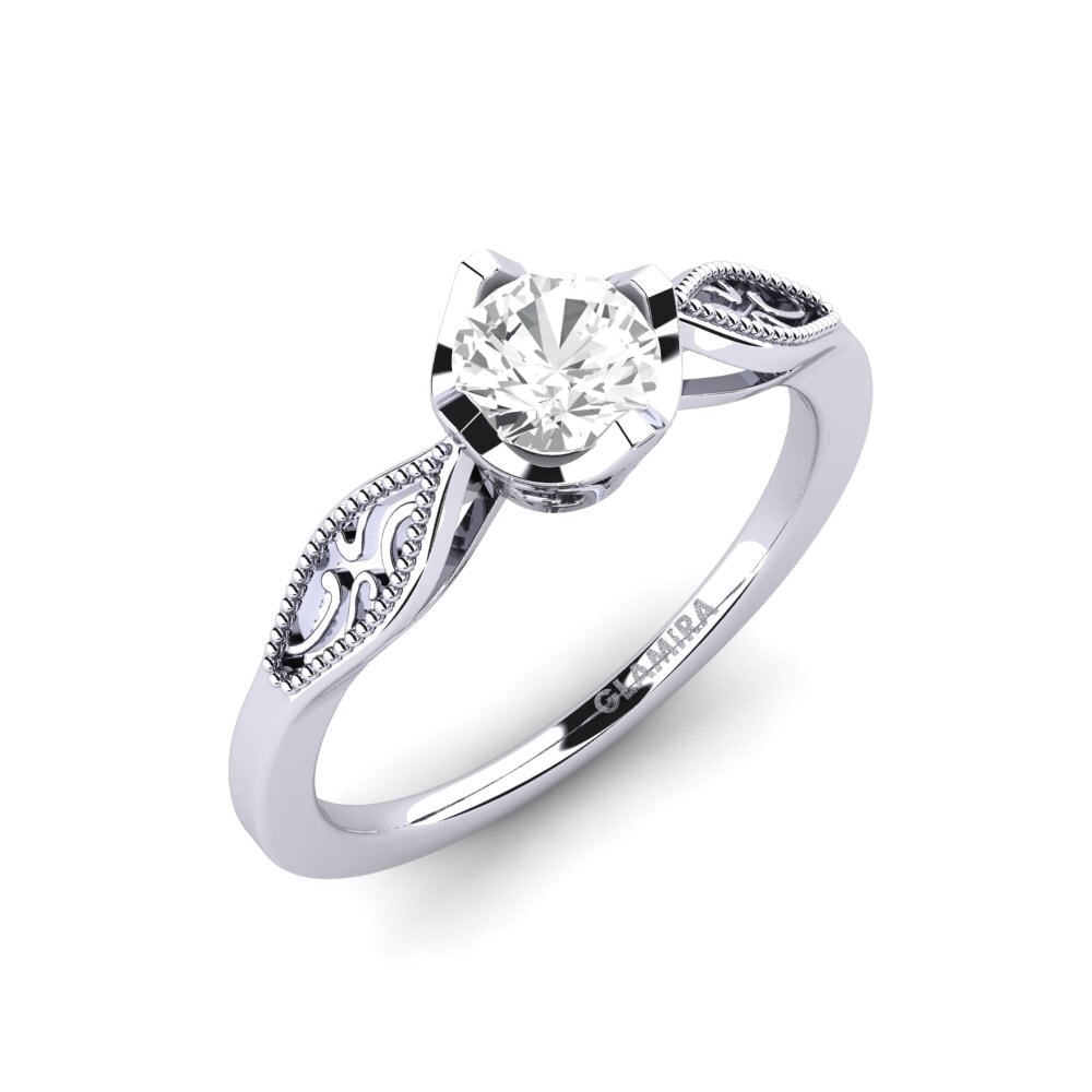 Weiß-Silber Weißer Saphir Verlobungsring Eglantine