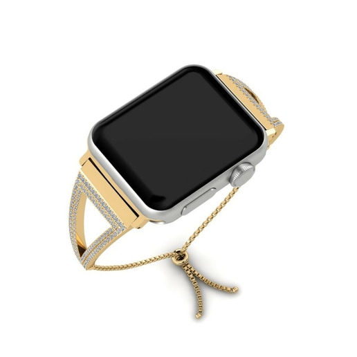 Dây đai Apple Watch® Egyedi - B Stainless Steel / 585 Yellow Gold & Đá Swarovski