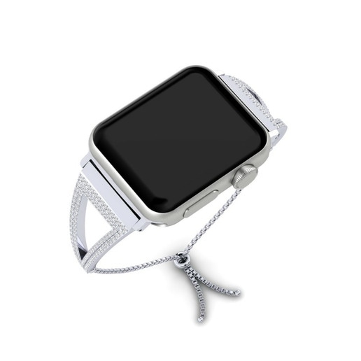 Dây đai Apple Watch® Egyedi - B Stainless Steel / 750 White Gold & Đá Sapphire Trắng