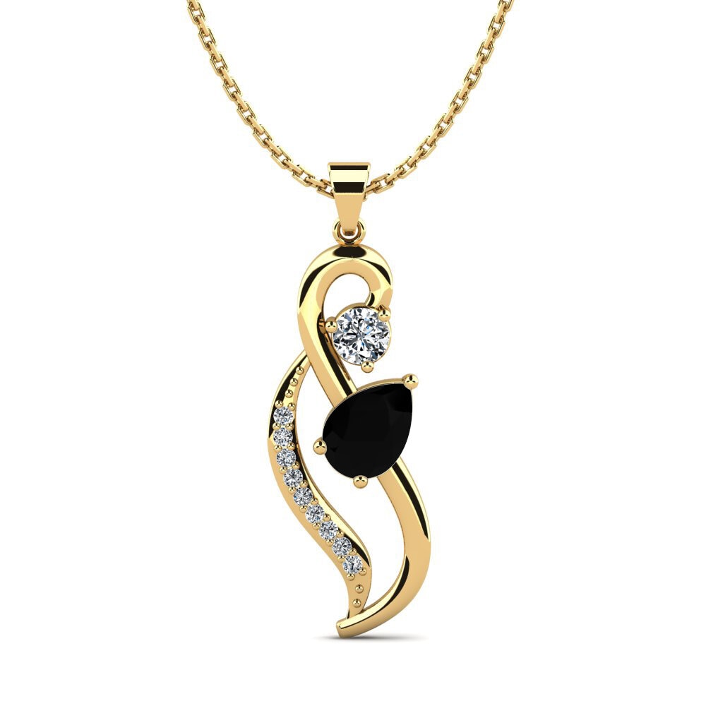 Pear Black Sapphire Women's Pendant Eider