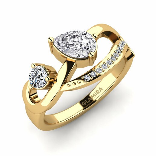 Anillo Eider Oro Amarillo 585 & Diamante & Cristal de Swarovski