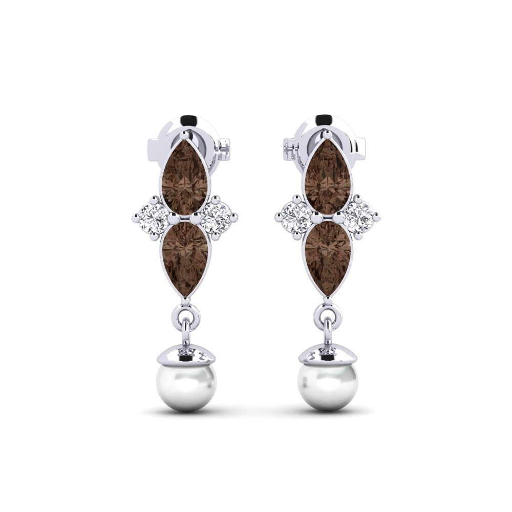 18ct White Gold Smoky Quartz Women's Earring Eiffel