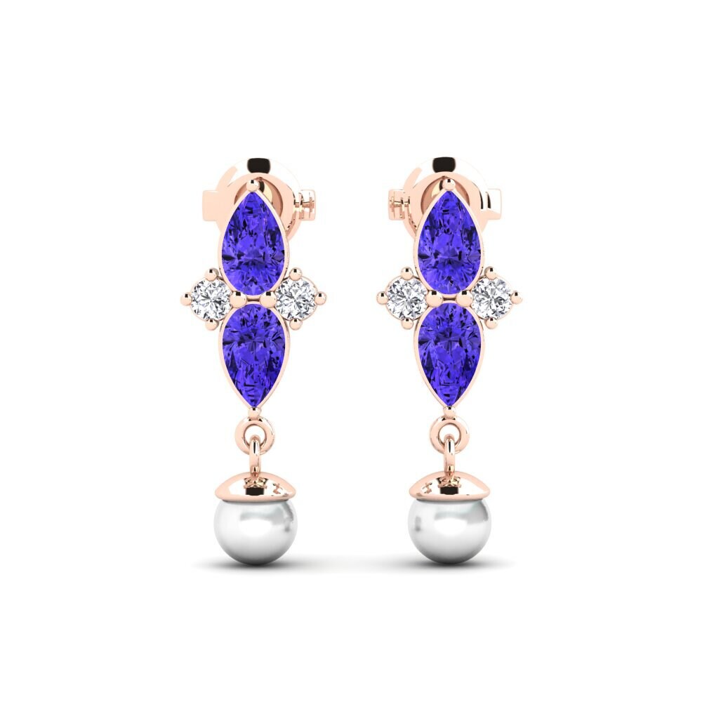 14ct Rose Gold Tanzanite Women's Earring Eiffel