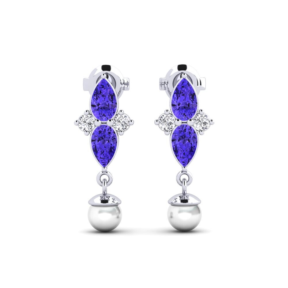 950 Palladium Tanzanite Women's Earring Eiffel