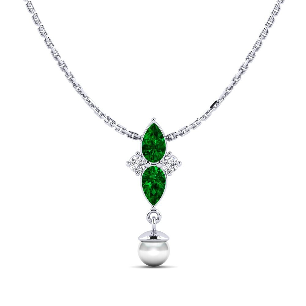 950 Palladium Grüner Zirkonia Damen anhänger Eiffel