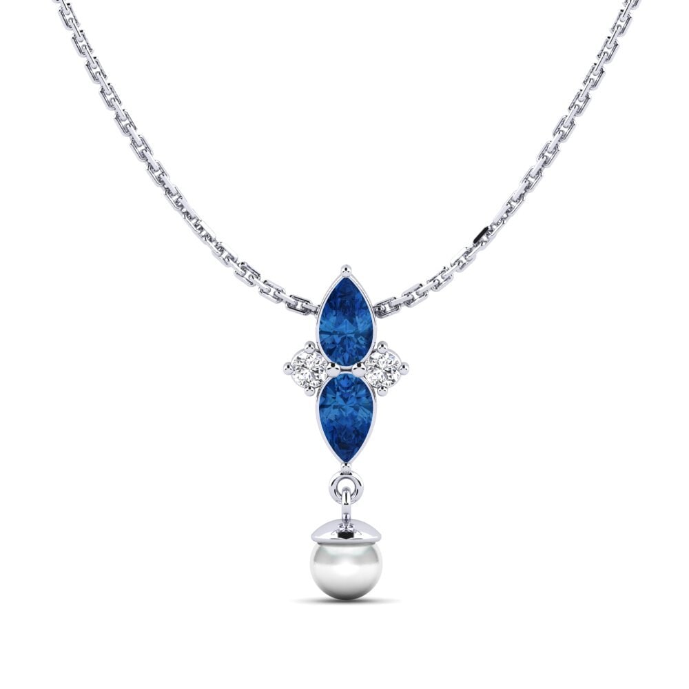 950 Platin Dunkelblauer Zirkonia Damen anhänger Eiffel