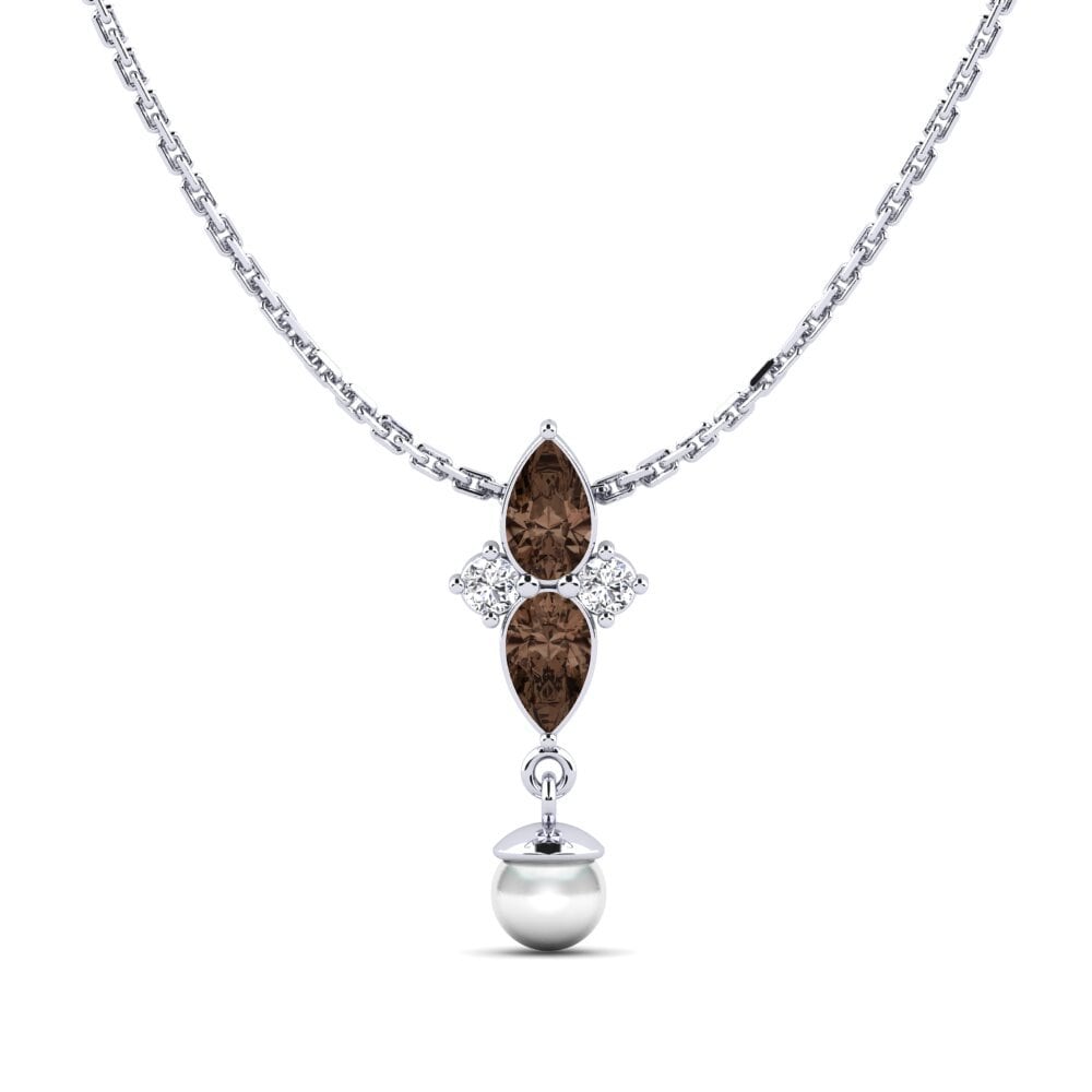 950 Platinum Smoky Quartz Women's Pendant Eiffel