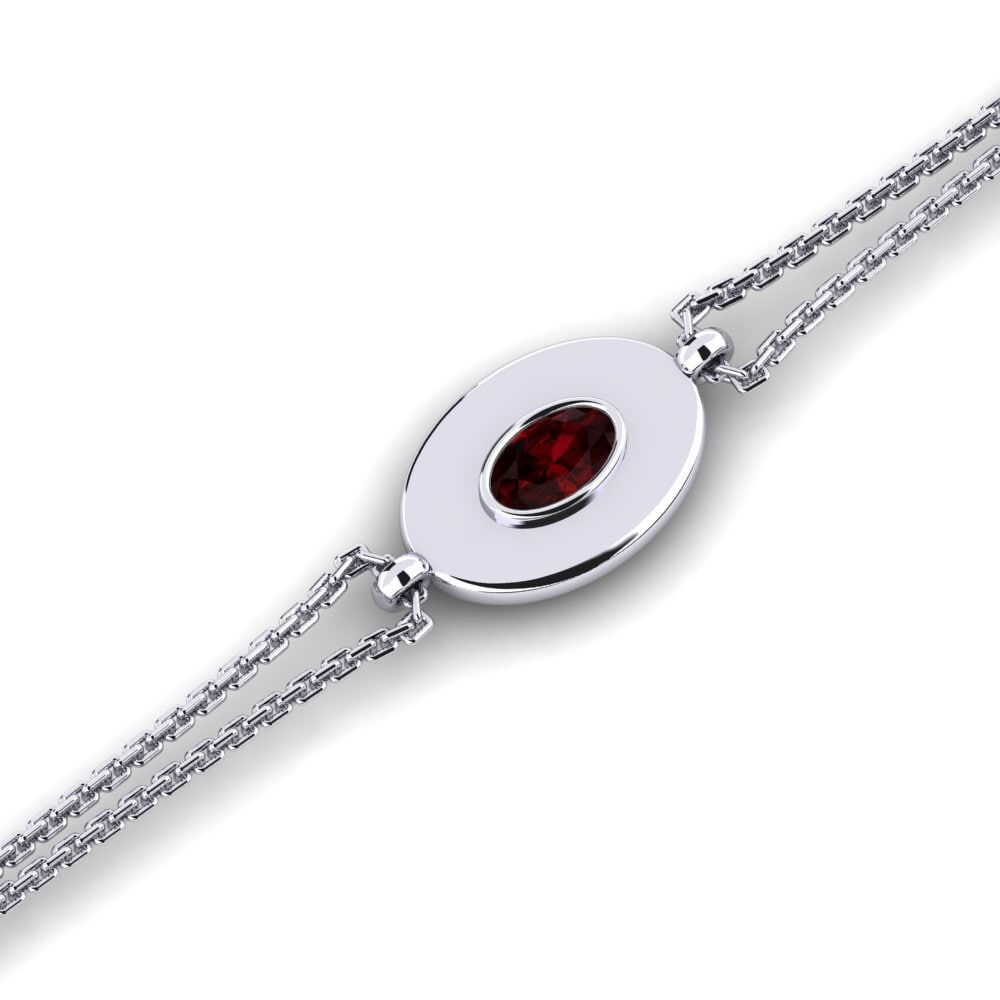 Ovalado Granate Pulsera de Mujer Eigaoh