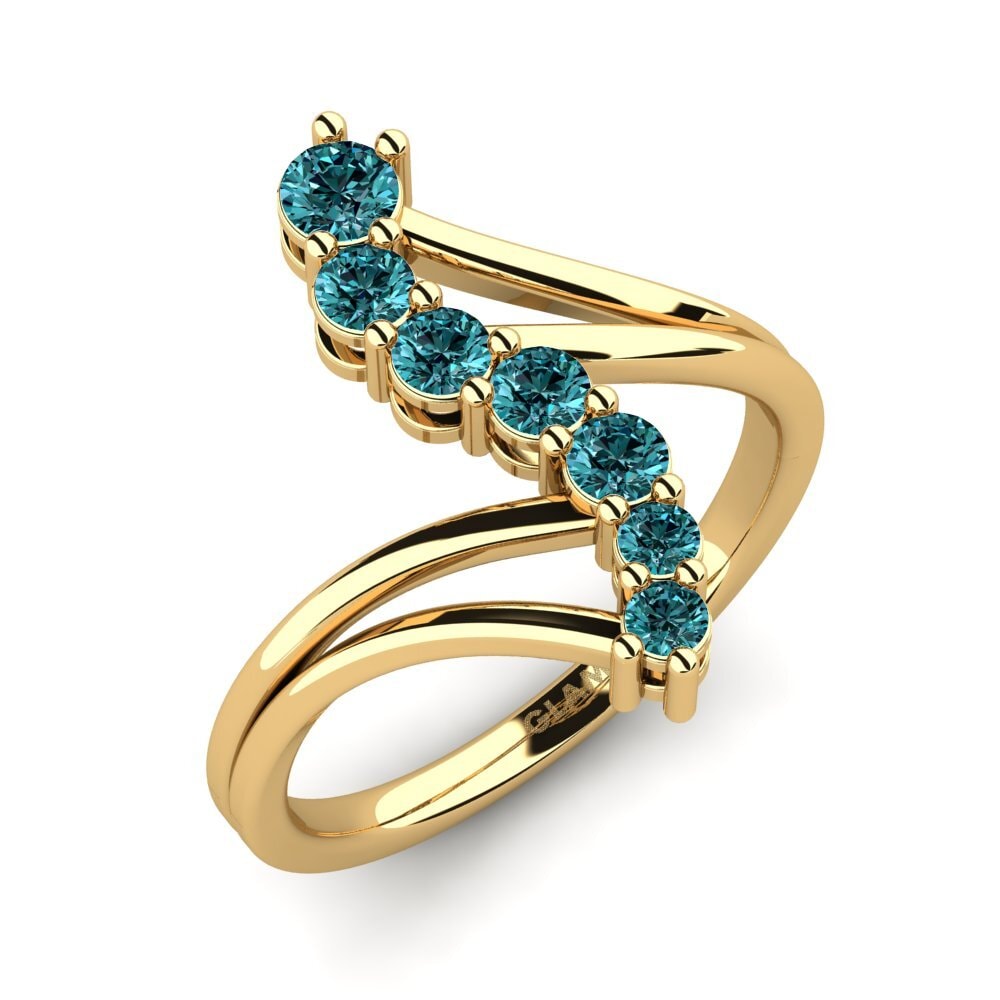 14ct Yellow Gold Blue Diamond Ring Eilah