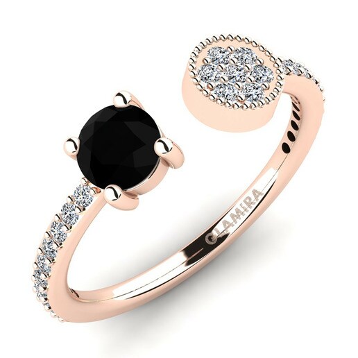 Anillo Eilise Oro Rosa 375 & Diamante Negro & Cristal de Swarovski