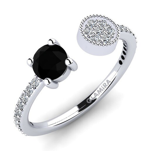 Anillo Eilise Oro Blanco 585 & Diamante Negro & Cristal de Swarovski