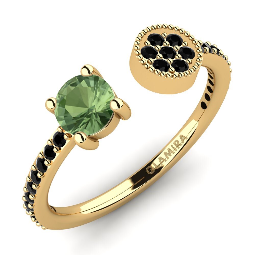 18k Oro Amarillo Zafiro Verde Anillo Eilise