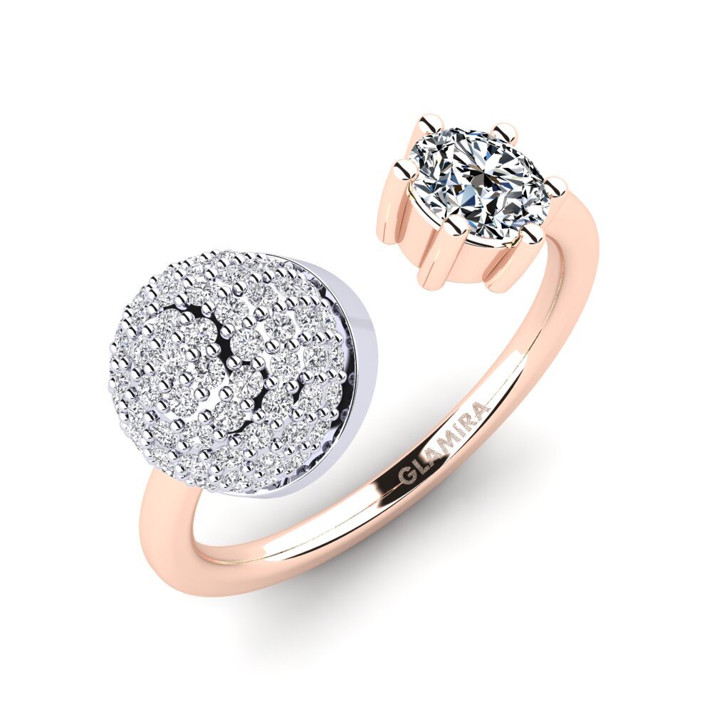 Oro Rosso & Bianco 585 Zircone Anello Eilona