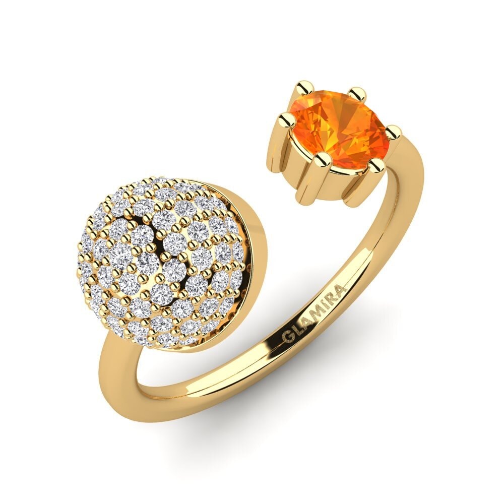 18k Oro Amarillo Zafiro Naranja Anillo Eilona