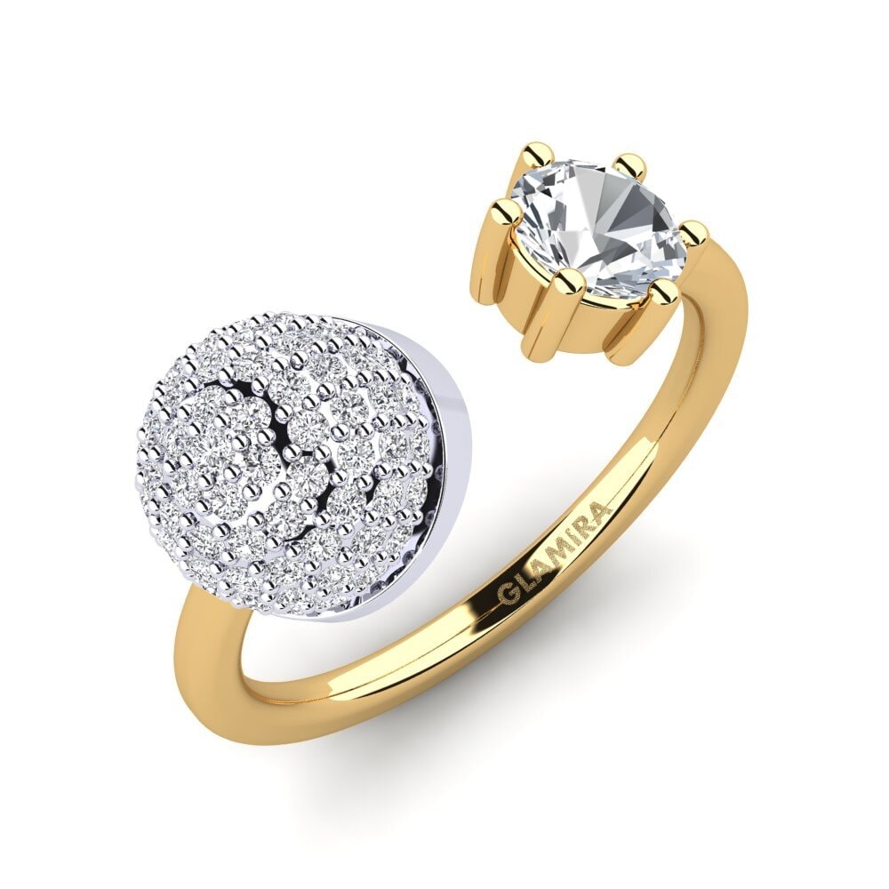 14ct Yellow / White Gold White Zircon Ring Eilona