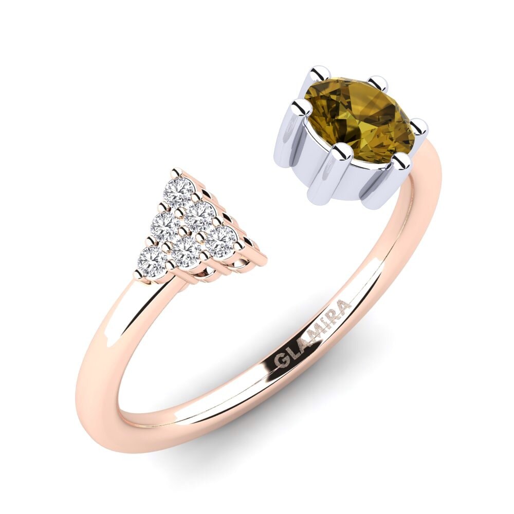 14ct Rose & White Gold Brown Zircon Ring Eiluned