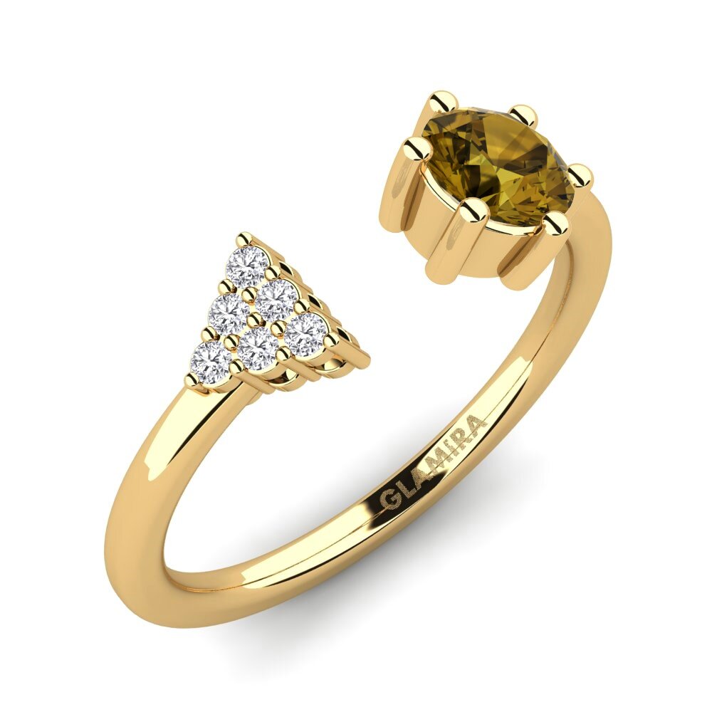 Round Brown Zircon Ring Eiluned