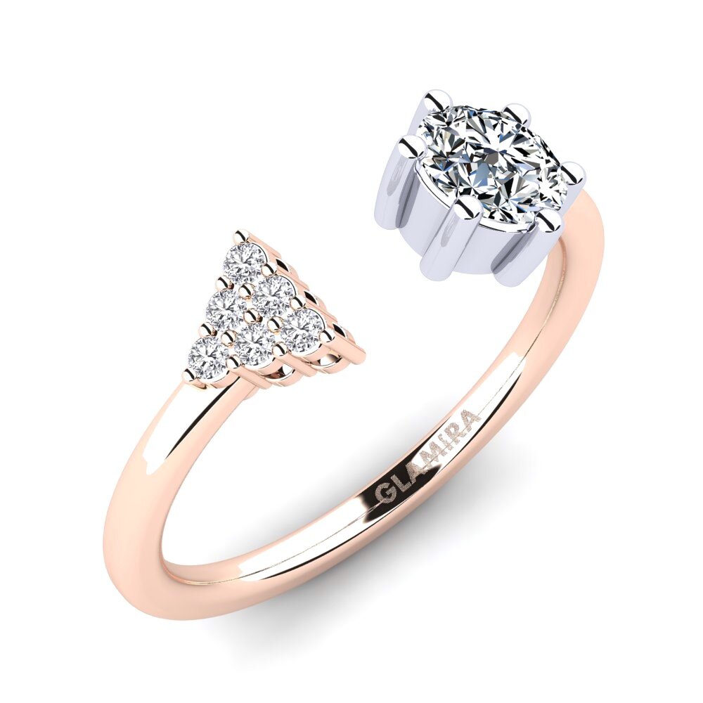 Oro Rosso & Bianco 585 Zircone Anello Eiluned