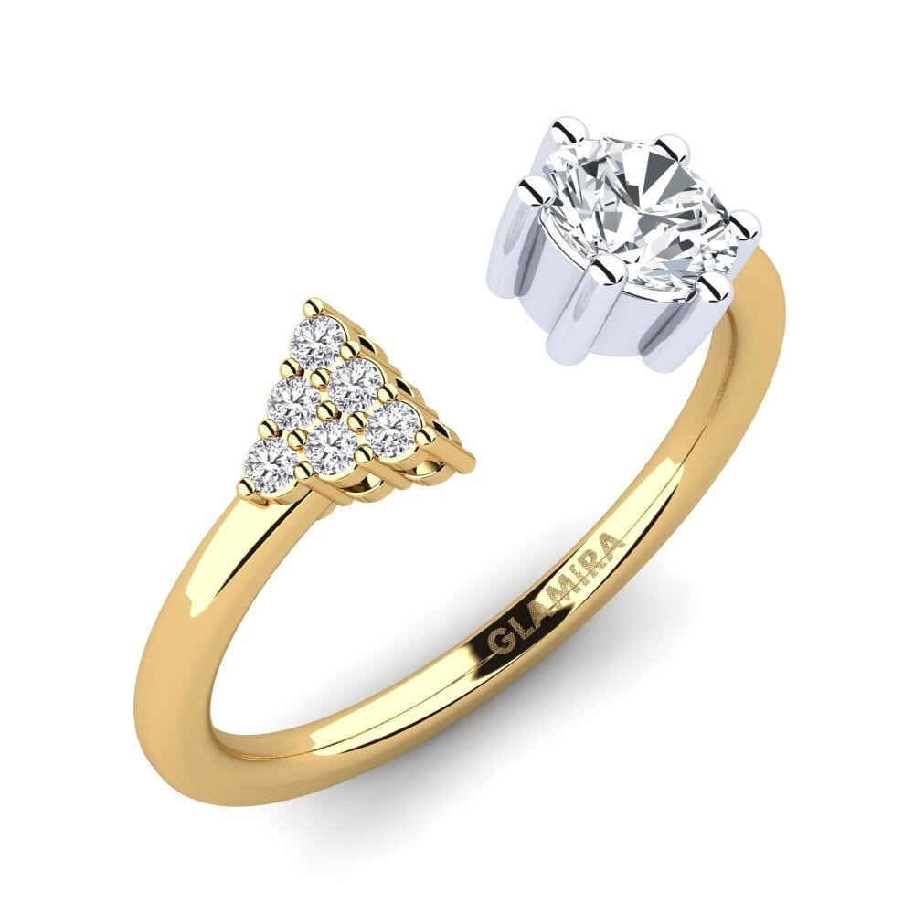 14ct Yellow / White Gold White Zircon Ring Eiluned
