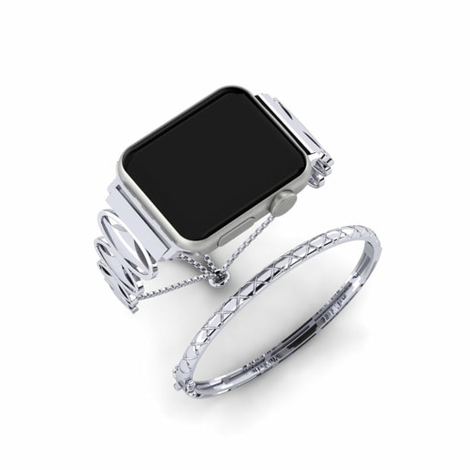 Apple Watch® Einstakt Set Stainless Steel / 375 White Gold