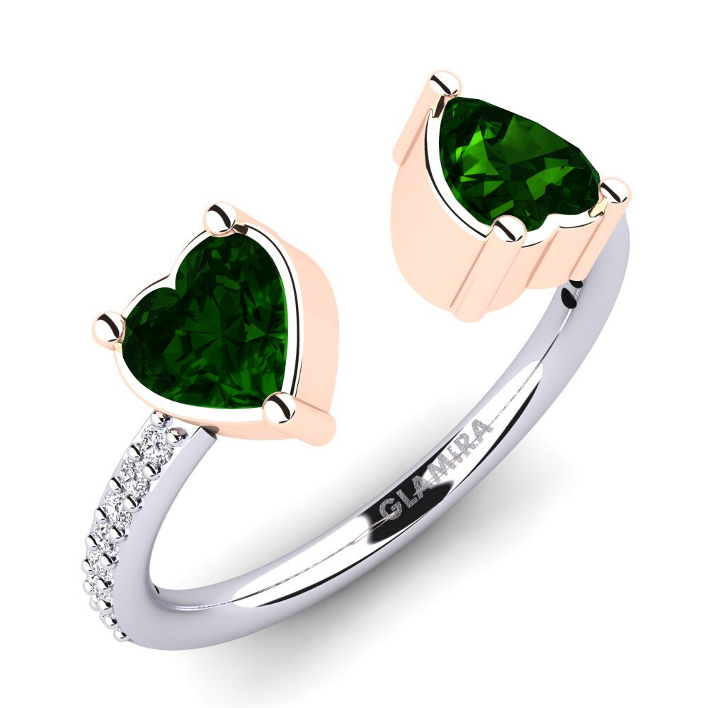 9k White & Rose Gold Green Tourmaline Engagement Ring Eionia