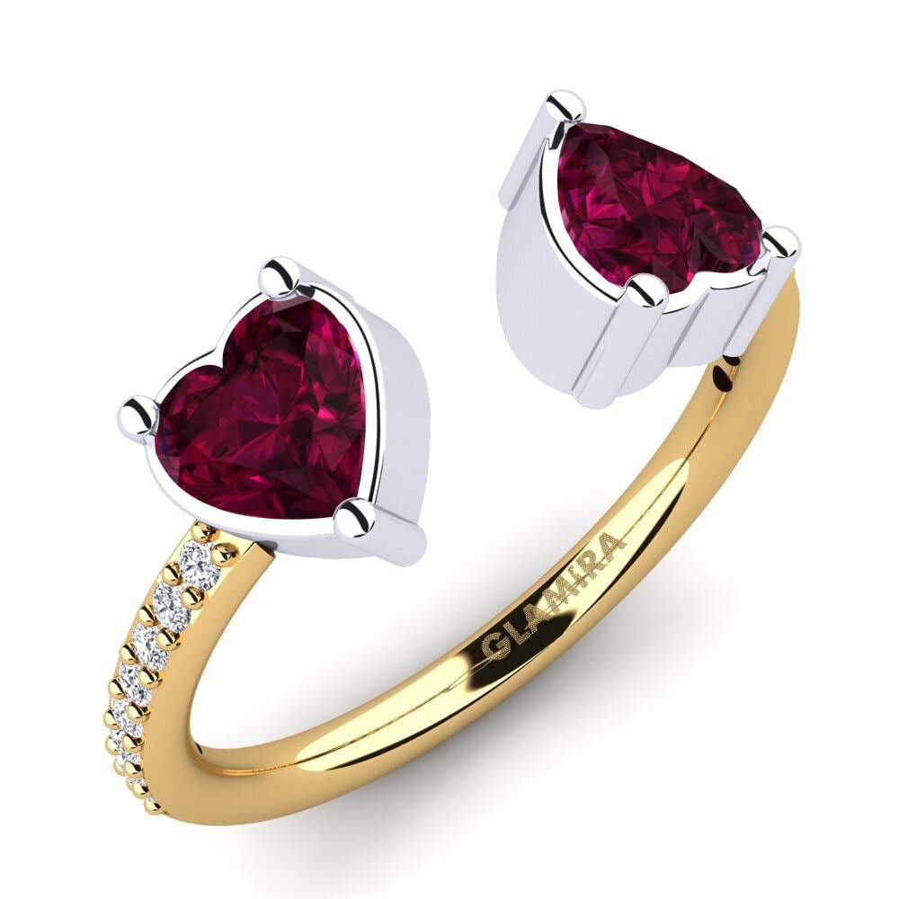 14ct Yellow & White Gold Rhodolite Garnet Engagement Ring Eionia
