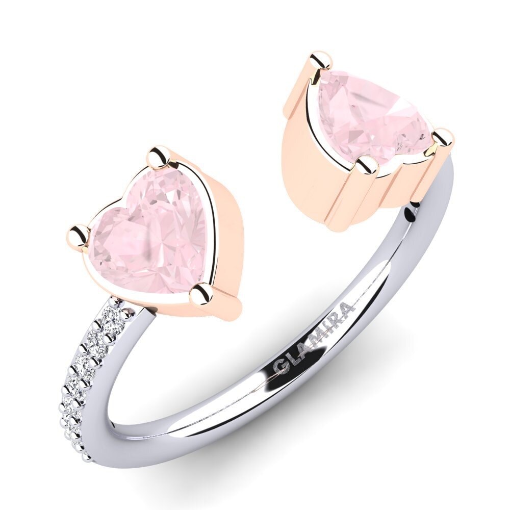 14ct White & Rose Gold Rose Quartz Engagement Ring Eionia