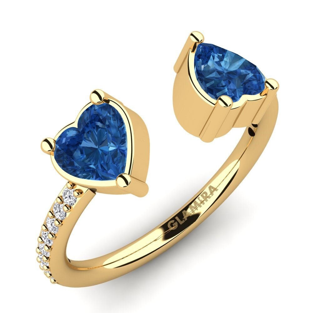 18K Geel Goud Donker Blauwe Zirkoon Verlovingsring Eionia