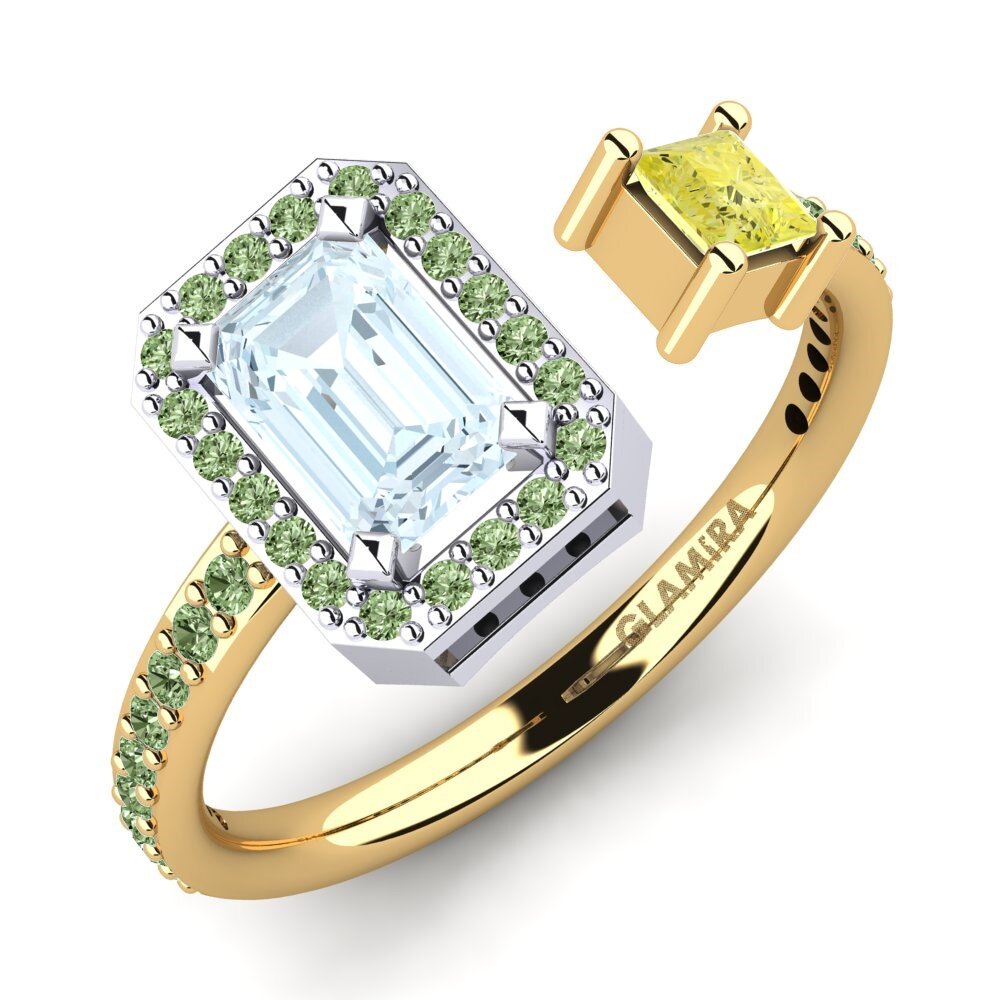 14ct Yellow & White Gold Aquamarine Engagement Ring Eirena