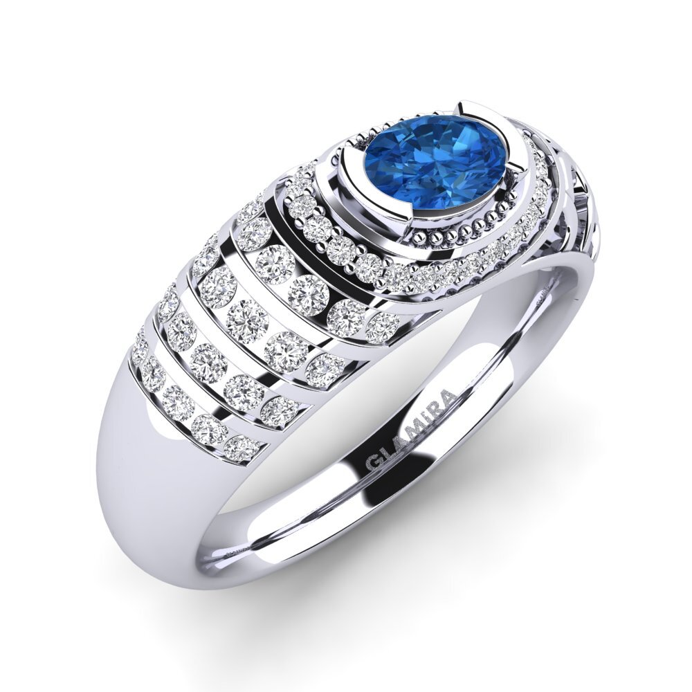 Oval Dunkelblauer Zirkonia Verlobungsring Eirene