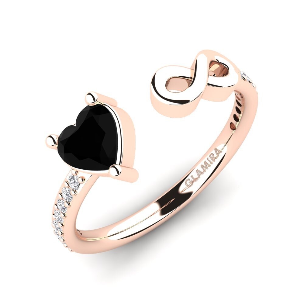 Oro Rosso 585 Diamante Nero Anello Ekaterina