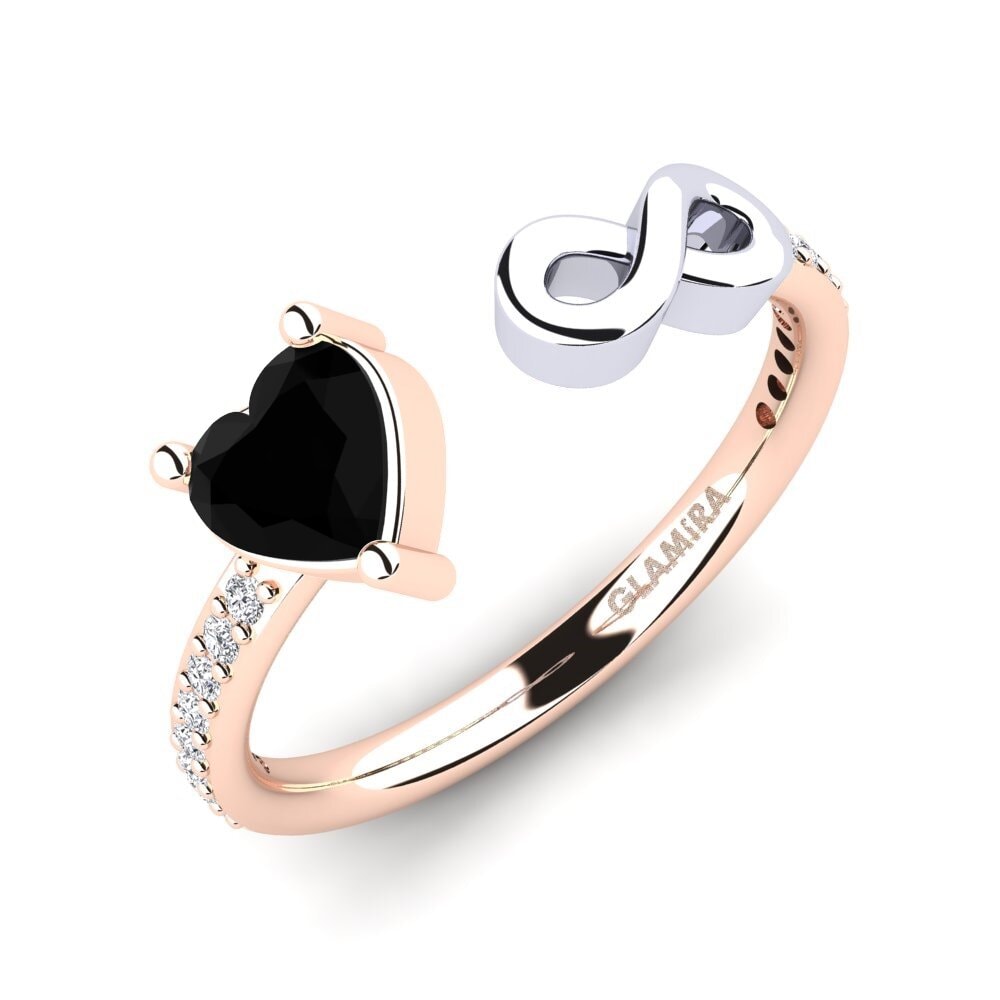 18K Rood & Wit Goud Zwarte Diamant Ringen Ekaterina