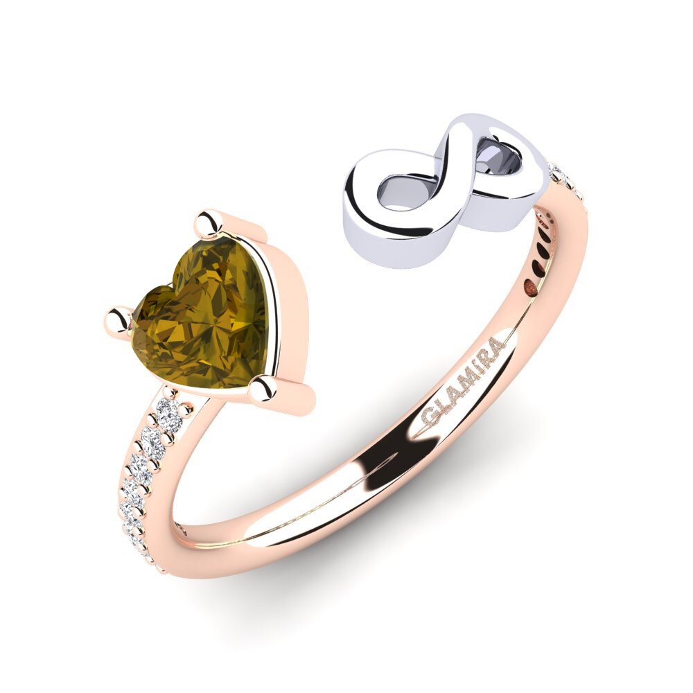 14ct Rose & White Gold Brown Zircon Ring Ekaterina