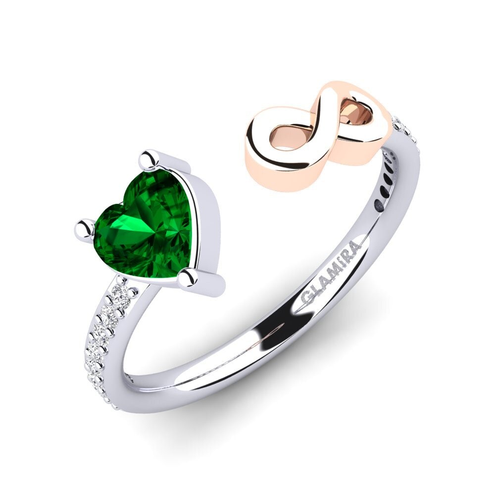 18K Wit & Rood Goud Groene Zirkoon Ringen Ekaterina