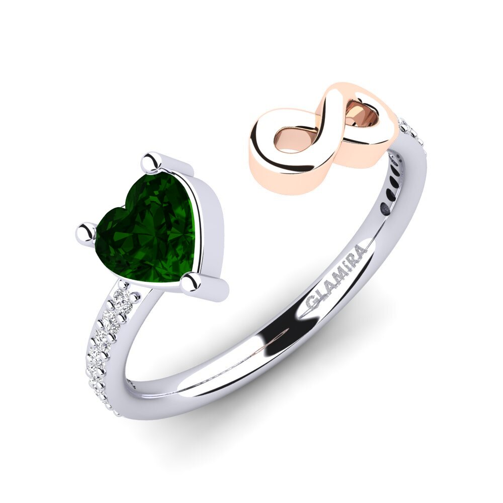 9k White & Rose Gold Green Tourmaline Ring Ekaterina