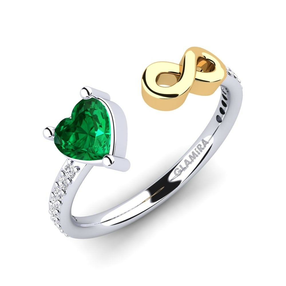 Open Nhẫn Đôi Ekaterina Vàng Trắng-Vàng 585 Đá Emerald (Đá nhân tạo)