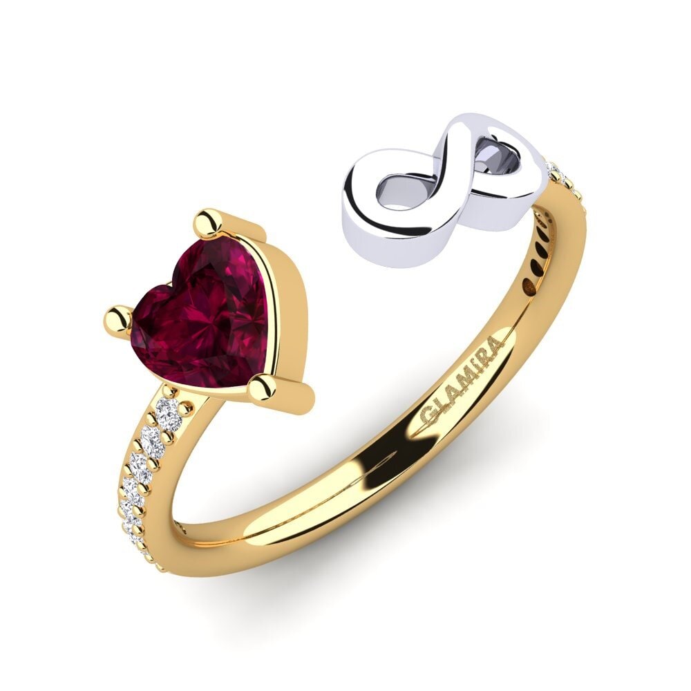 14ct Yellow & White Gold Rhodolite Garnet Ring Ekaterina