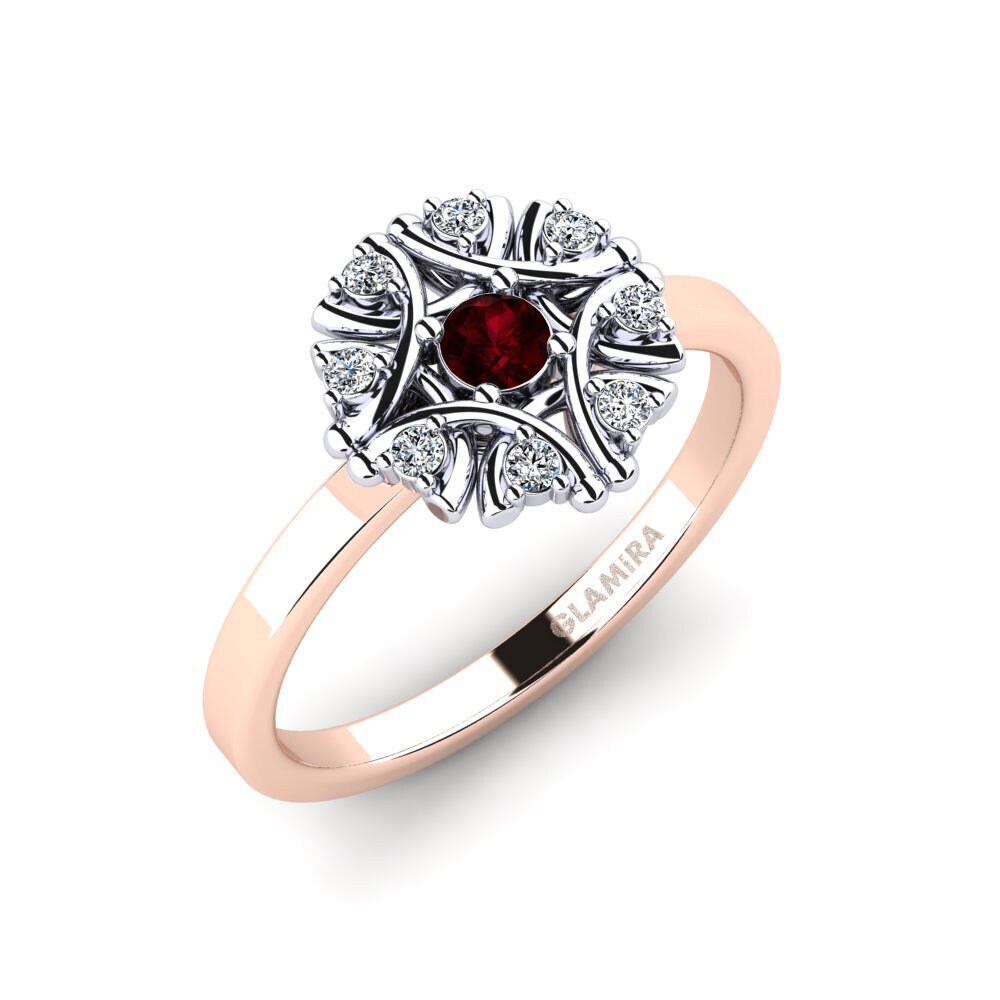 Or Rose& Blanc 18k Grenat Bague Ekrinol