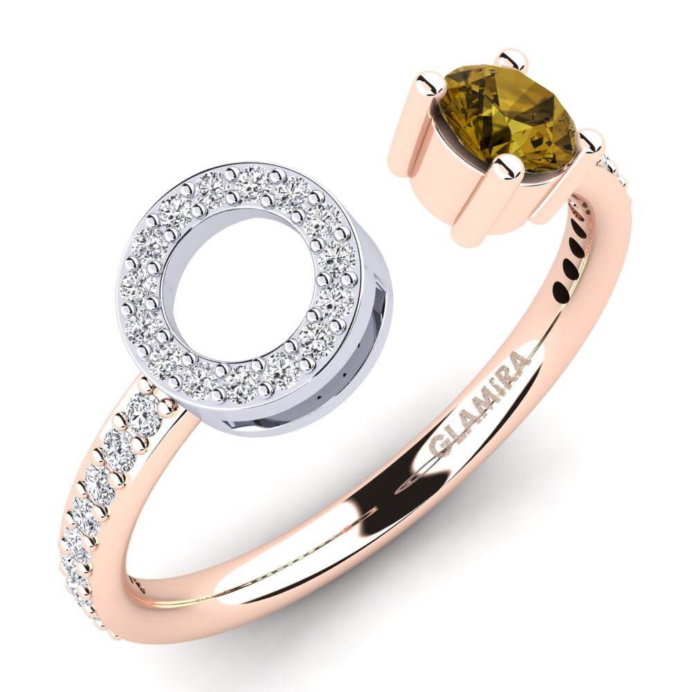 14ct Rose & White Gold Brown Zircon Ring Eladia