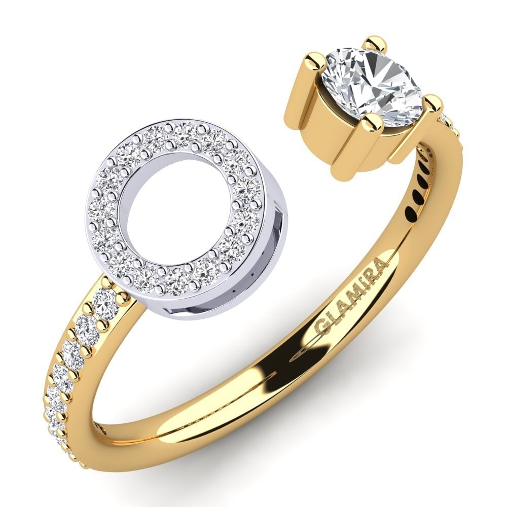 14ct Yellow / White Gold White Zircon Ring Eladia