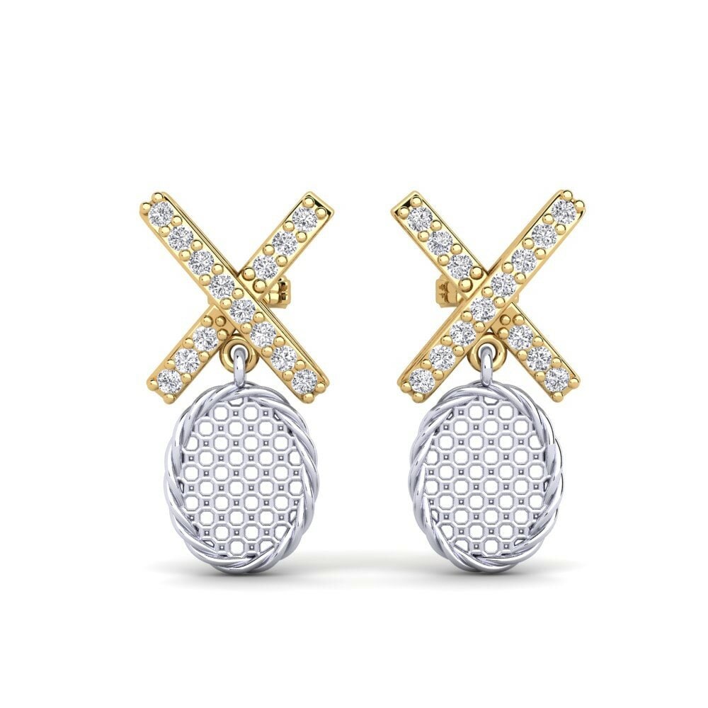 14k Oro Amarillo & Blanco Pendiente de mujer Elainas