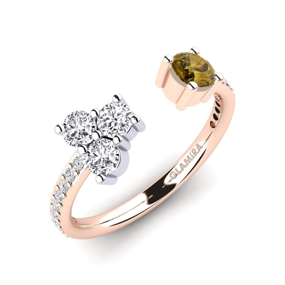 14ct Rose & White Gold Brown Zircon Ring Elaini