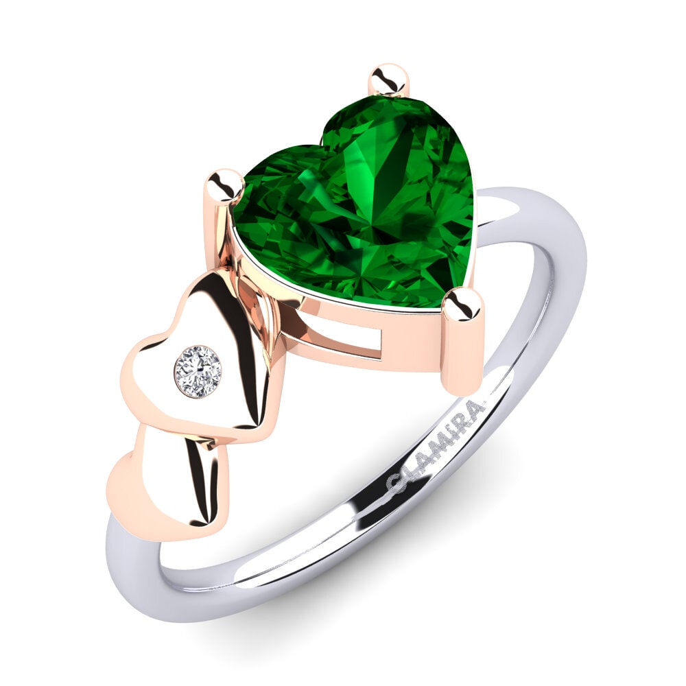 18K Wit & Rood Goud Groene Zirkoon Ringen Elauna
