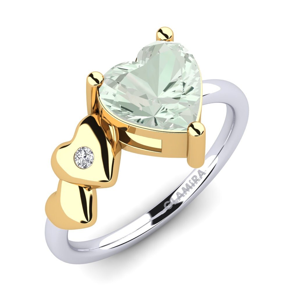 18ct White & Yellow Gold Green Amethyst Ring Elauna